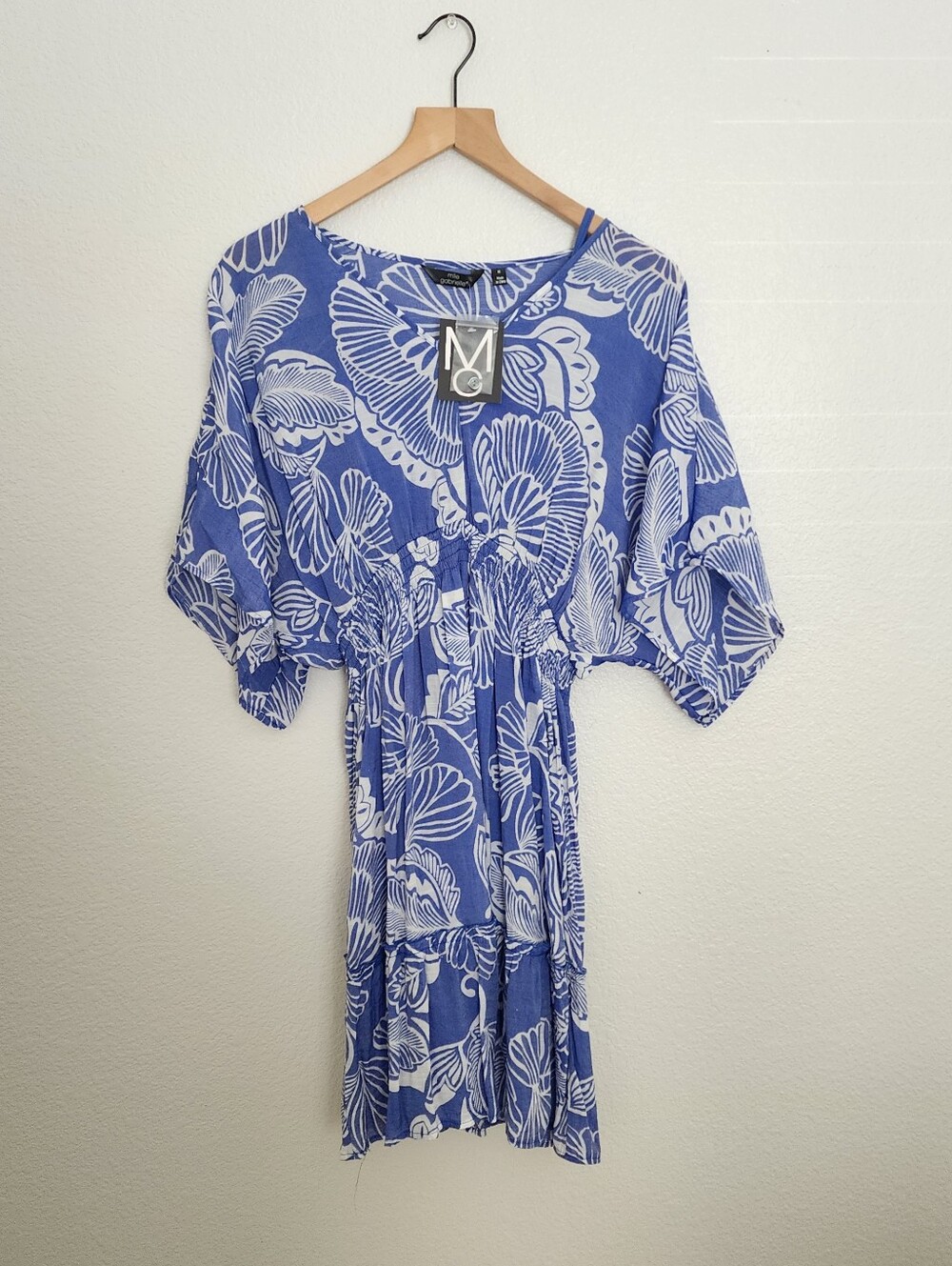 Mlle Gabrielle Women's Medium Floral Casual Blue White Dress